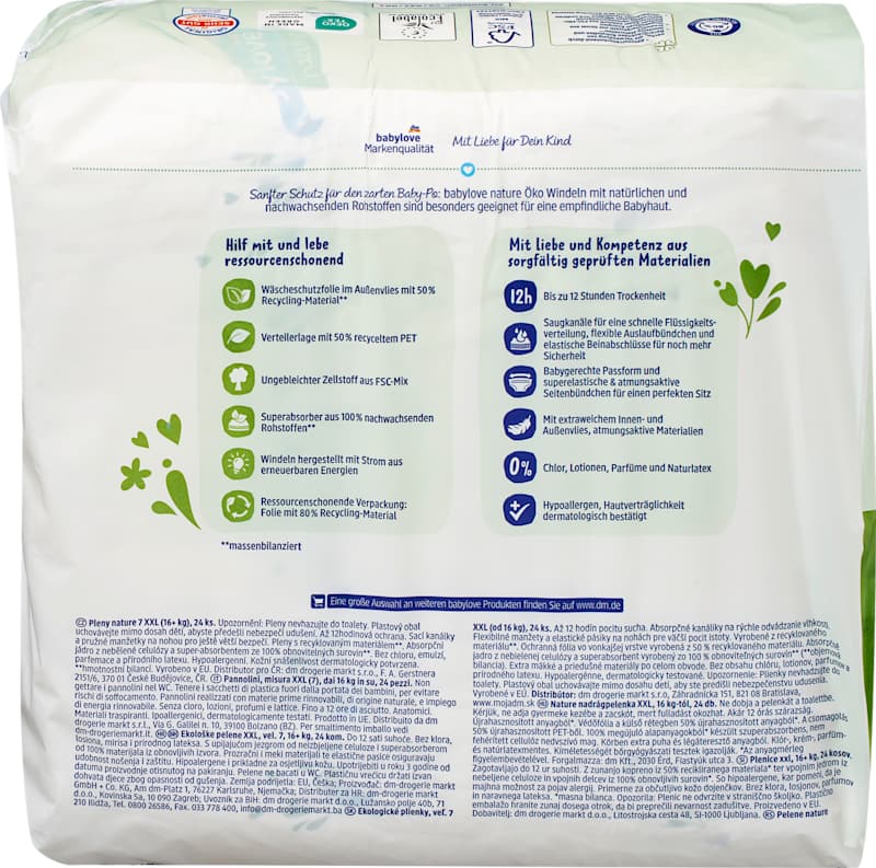 babylove Couches T.7 XXL (16+ kg), 24 pièces