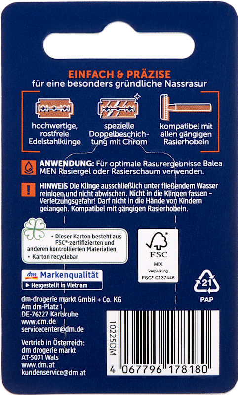 Balea MEN lames de rasoir Classic 10 pièces