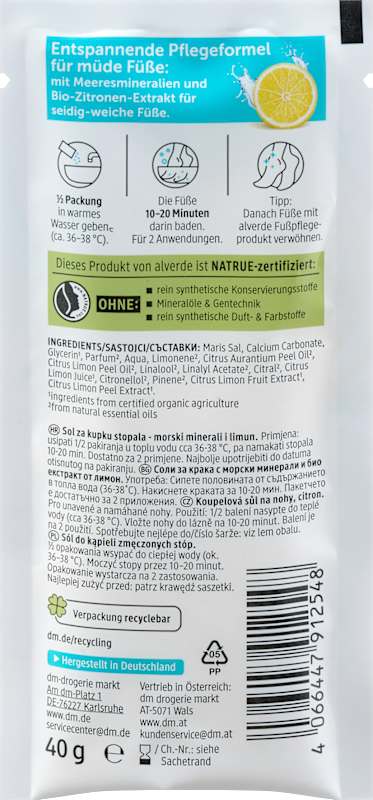 alverde NATURKOSMETIK Bain de pieds cristaux citron 40 g