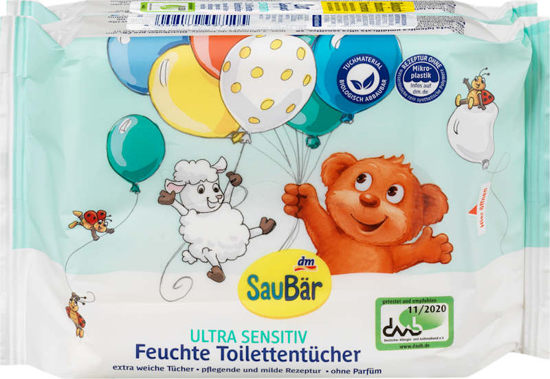 SauBär Lingettes toilette ultra sensitives 2x60 pièces 120 pièces