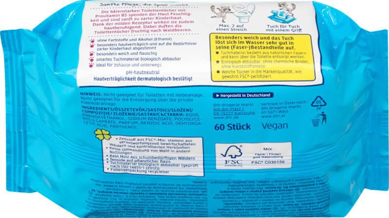 SauBär lingettes toilette humides Bärenstark (2x60 pièces) 120 pièces