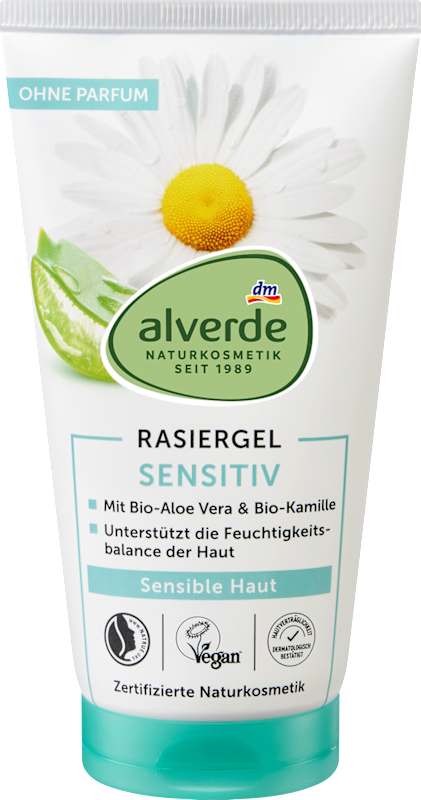 alverde NATURKOSMETIK Gel de rasage sensitive Aloe Vera & Camomille 150 ml
