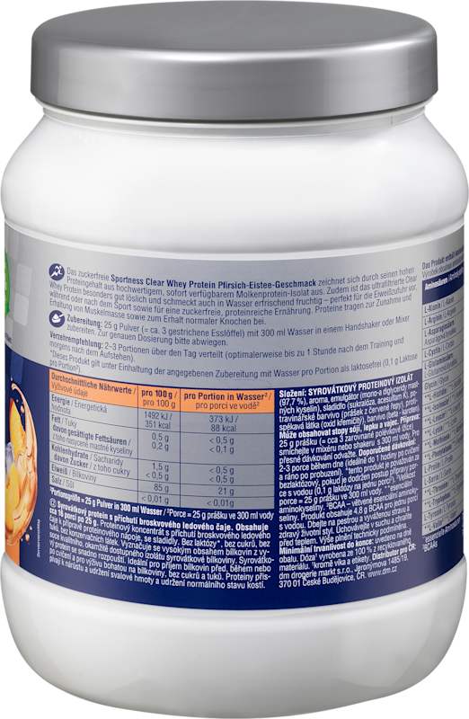 Sportness Poudre protéinée Clear Whey goût thé glacé pêche, 400 g