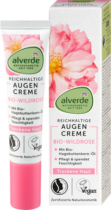 alverde NATURKOSMETIK Crème contour des yeux rose sauvage 15 ml