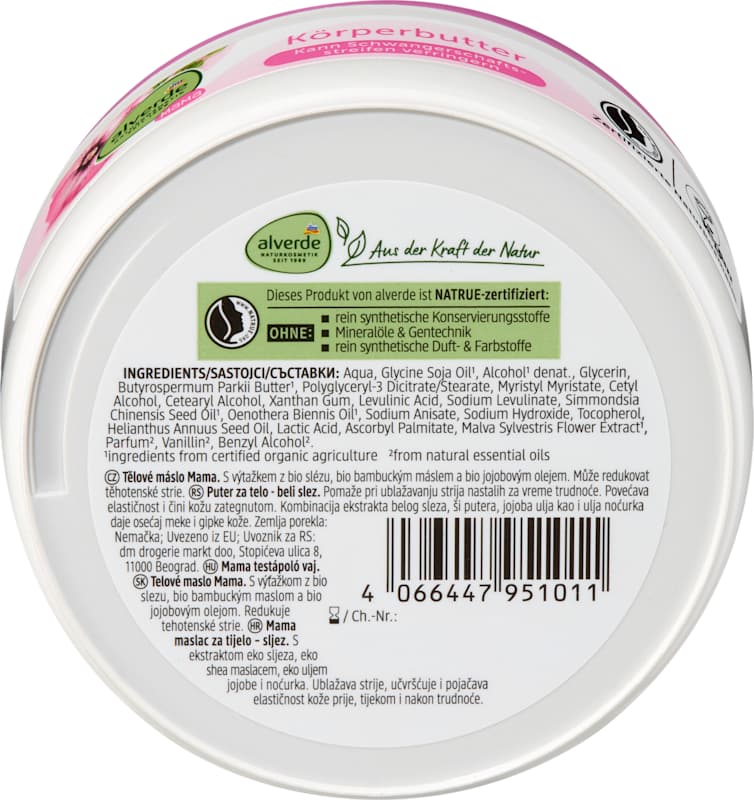 alverde NATURKOSMETIK beurre corporel Mama mauve karité jojoba 200 ml