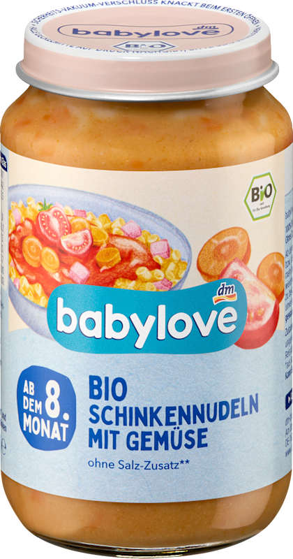 babylove menu pâtes au jambon et légumes dès 8 mois 220 g