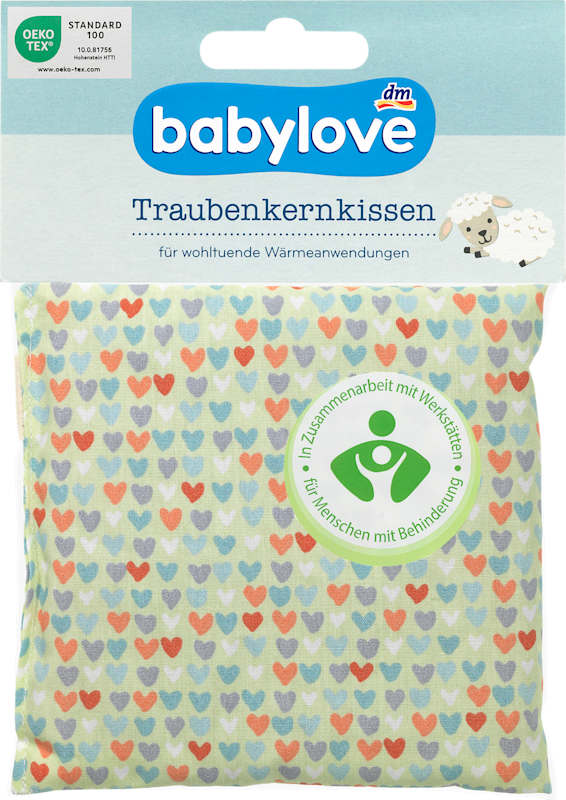 babylove Coussin aux noyaux de raisin cœurs 1 pièce