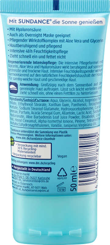 SUNDANCE Fluide après-soleil visage intensif à l'acide hyaluronique, 50 ml