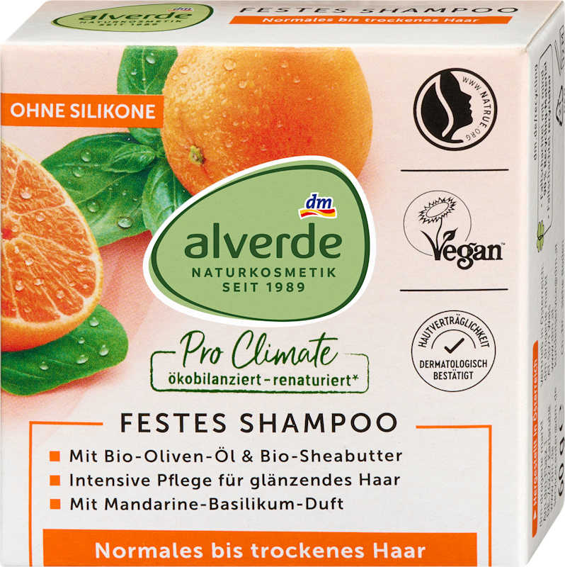 alverde NATURKOSMETIK shampoing solide mandarine-basilic 60 g