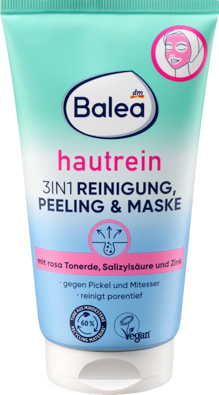 Balea nettoyant visage gommage & masque 3en1 hautrein 150 ml