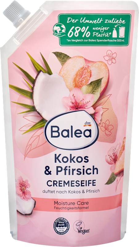 Balea Savon crème pêche & coco recharge 500 ml