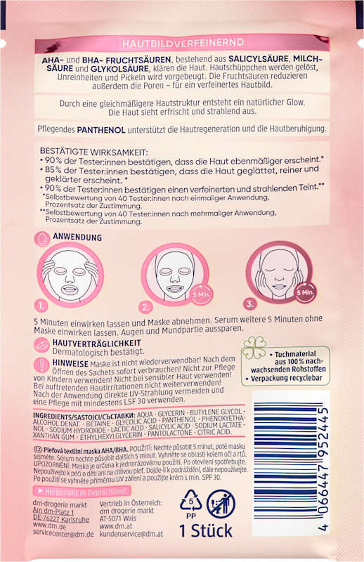 Balea Masque tissu AHA & BHA 1 pc