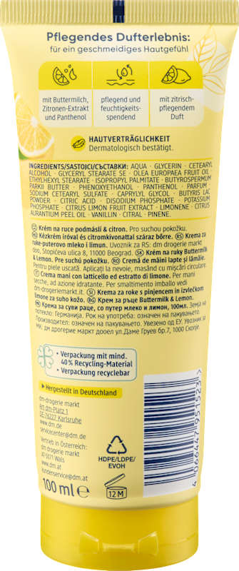 Balea Crème Mains Buttermilk & Lemon 100 ml