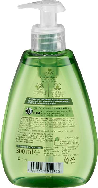 alverde NATURKOSMETIK Savon liquide olive orange 300 ml