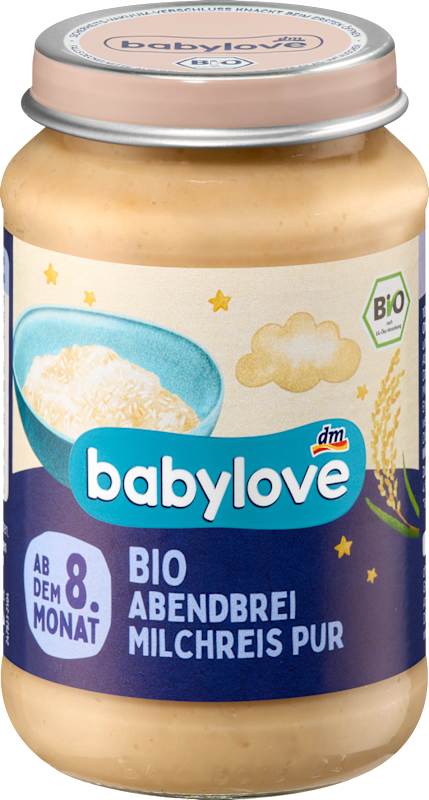 babylove bouillie du soir riz au lait nature dès 8 mois 190 g