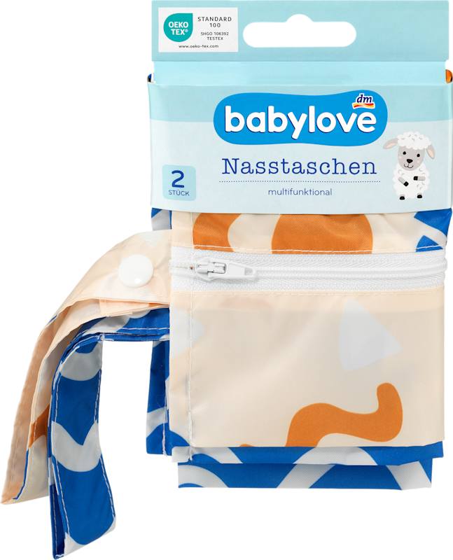 babylove set pochettes imperméables bleu/beige 2 pièces