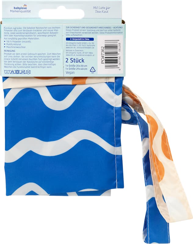 babylove set pochettes imperméables bleu/beige 2 pièces