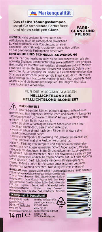 réell‘e Shampoing colorant 10.11 Gris argenté, 14 ml
