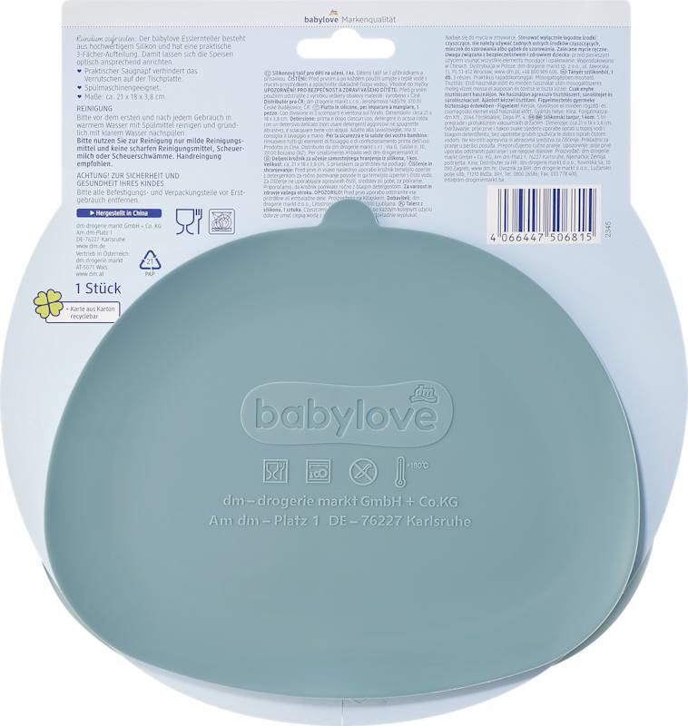 babylove assiette d'apprentissage silicone bleu 1 pc