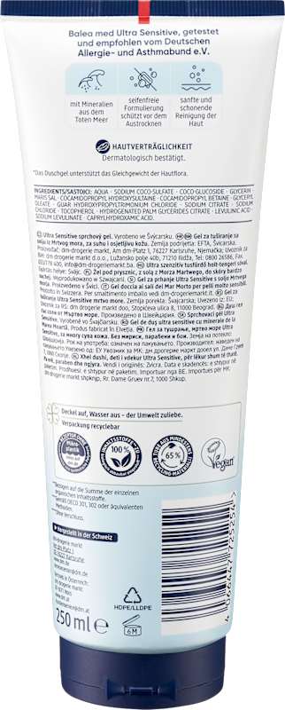 Balea med Gel douche Mer Morte Ultra Sensitive, 250 ml