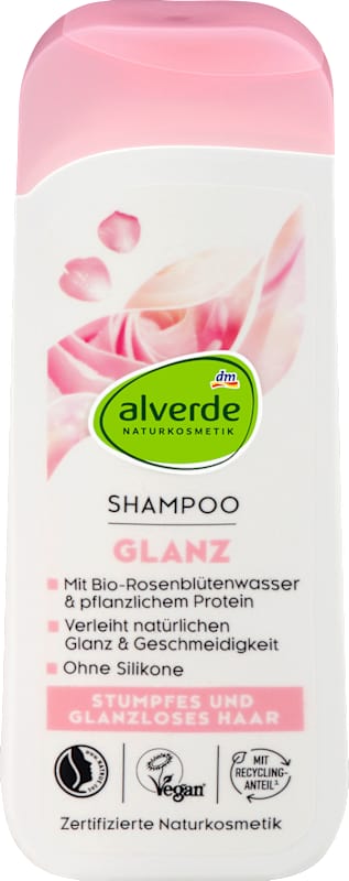 alverde NATURKOSMETIK shampooing brillance eau de rose & protéine végétale, 200 ml