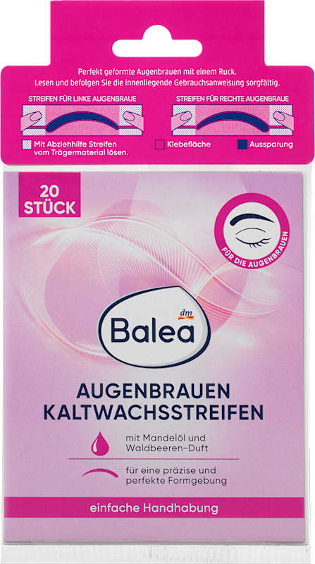 Balea Bandes de cire à froid sourcils 20 pièces