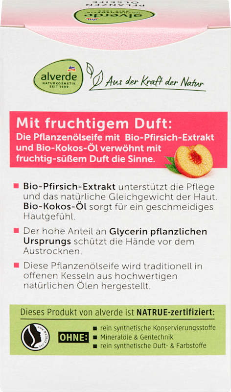 alverde NATURKOSMETIK Savon à l'huile végétale à la pêche 100 g