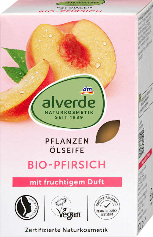 alverde NATURKOSMETIK Savon à l'huile végétale à la pêche 100 g