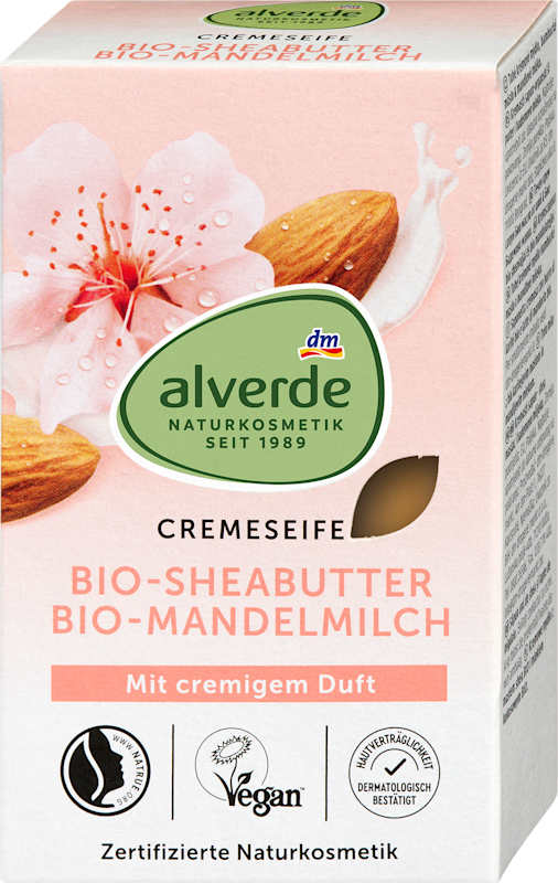 alverde NATURKOSMETIK Savon crème au beurre de karité et lait d'amande 100 g