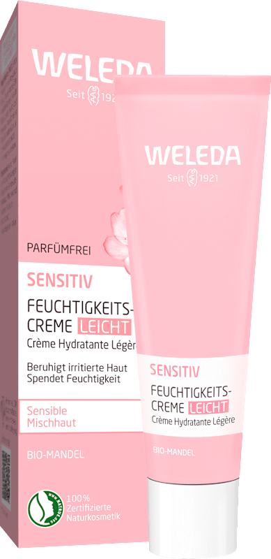 Weleda Crème hydratante Leicht Sensitiv Mandel, 30 ml — produit allemand authentique au Maroc