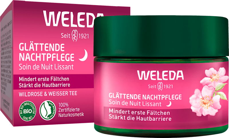 Weleda Crème de nuit glättend Wildrose & weißer Tee, 40 ml — produit allemand authentique au Maroc