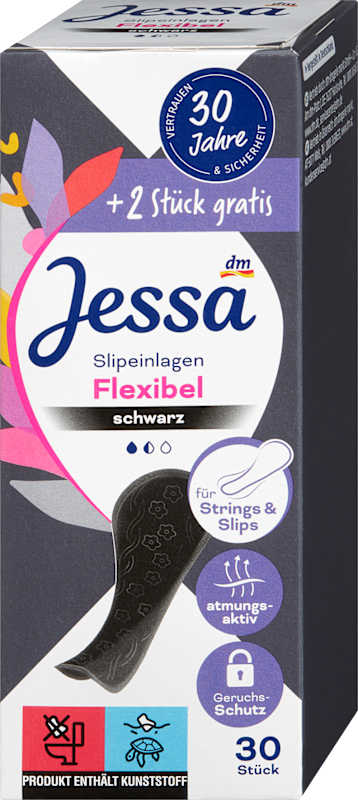Jessa Protège-slips flexibles noir 30 pièces