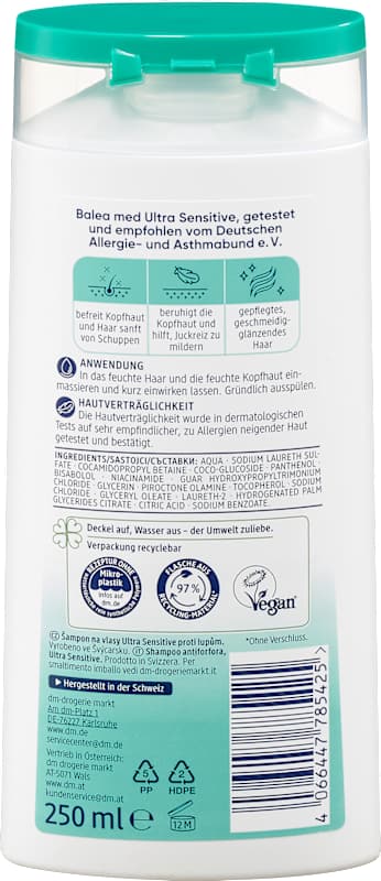 Balea med Shampooing antipelliculaire ultra sensitive 250 ml