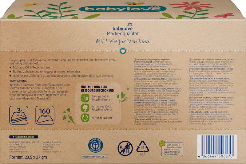 babylove Lingettes nature sèches 160 pièces