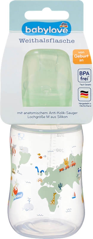 babylove biberon large col menthe, 280 ml, 1 pièce