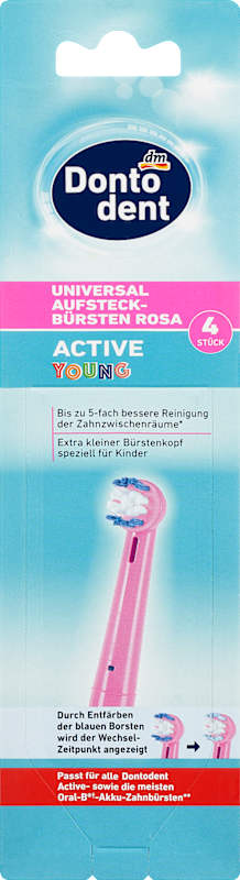 Dontodent Têtes de brosse universelles Active Young rose 4 pièces