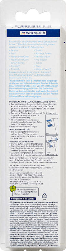 Dontodent brossettes universelles Active Young bleu 4 pièces