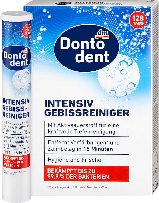 Dontodent Pastilles nettoyantes dentier intensif pack avantage 128 pièces