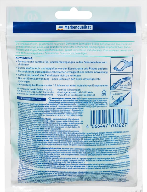 Dontodent bâtonnets fil dentaire Sensitive 40 pièces