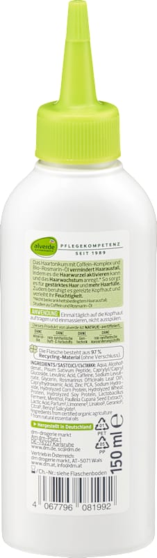alverde NATURKOSMETIK Tonique cheveux force et vigueur 150 ml