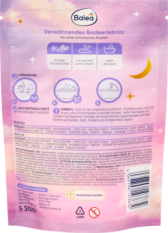 Balea additif de bain Badewolken 5 pièces