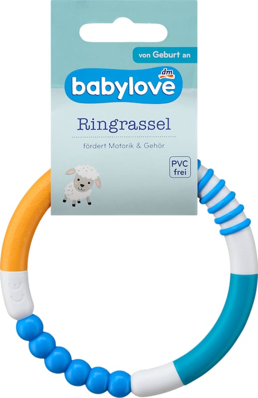 babylove hochet anneau bleu/blanc/orange, 1 pièce