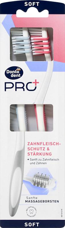 Dontodent PRO+ brosse à dents protection gencives souple, 2 pièces
