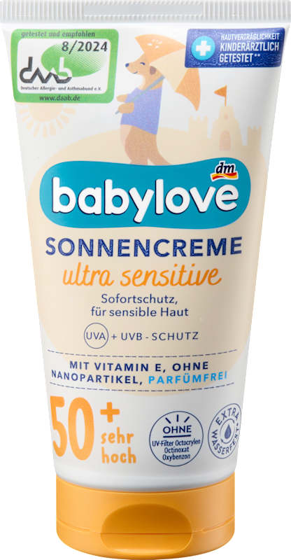 babylove crème solaire bébé sensitive LSF 50+ 75 ml