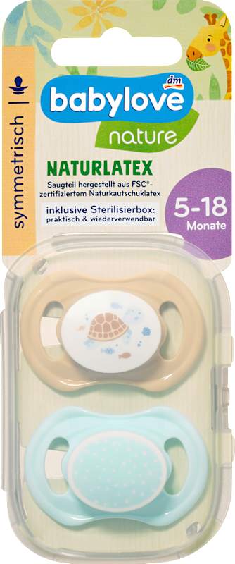babylove Sucette latex symétrique beige/menthe taille 2 5-18 mois 2 pièces
