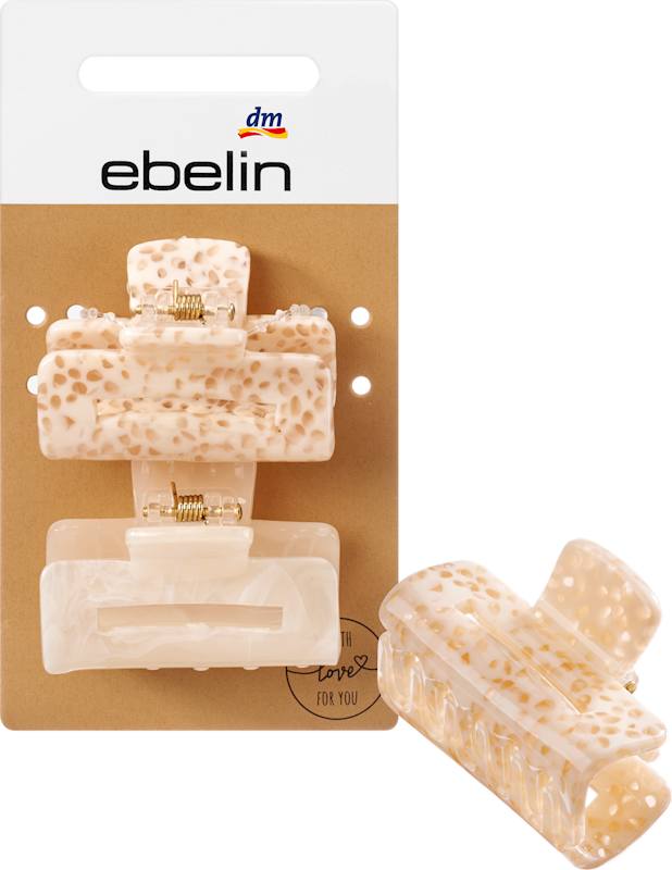 ebelin Pinces à cheveux carrées midi crème brun 2 pièces