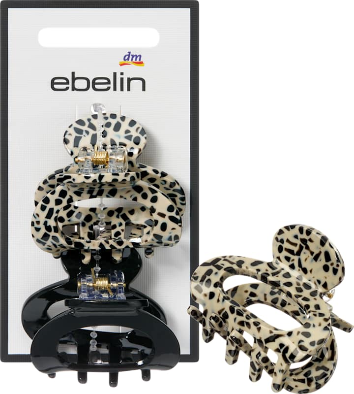 ebelin Pinces à cheveux petites demi-rondes noir/à pois 2 pièces