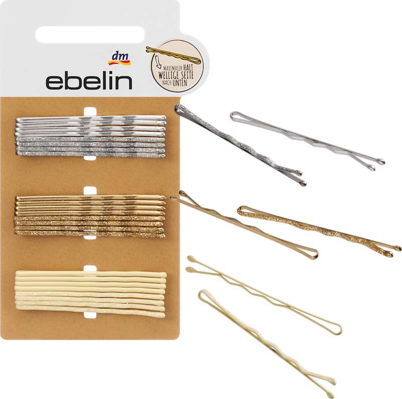ebelin Barrettes longues à paillettes argent/or rose & or 24 pièces
