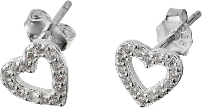 ebelin Boucles d'oreilles argent 925 forme cœur, 2 pcs