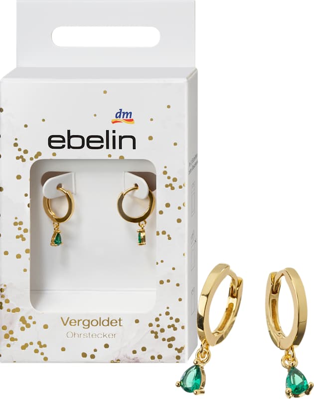 ebelin créoles dorées avec strass vert 2 pièces